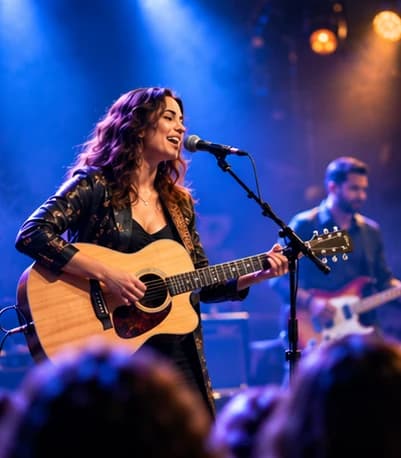 Musician performing live for an audience.